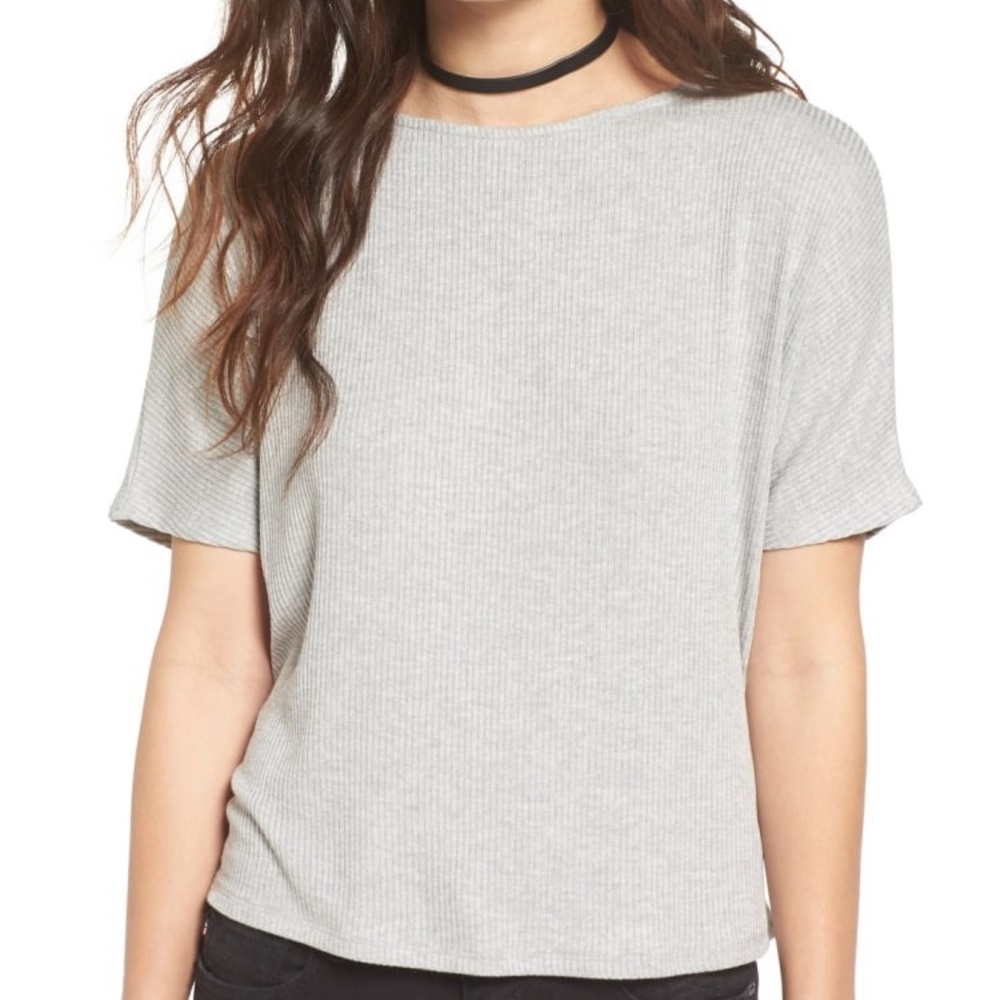 EUC Project Social T XS Grey Ribbed Open Back Tee